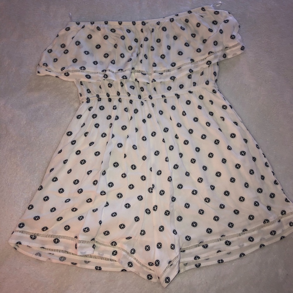 CottonOn Navy and White Pattern Strapless Romper